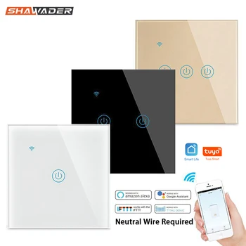 Sienos Smart Wifi Šviesos Jungiklis Inteligente Interruptor Stiklo Ekranas Touch Panel Balso Nuotolinio Valdymo Belaidžio pagal Alexa 