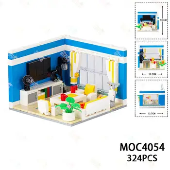 324PCS City Serijos Kambarį Scena Modelio Kūrimo Blokai 