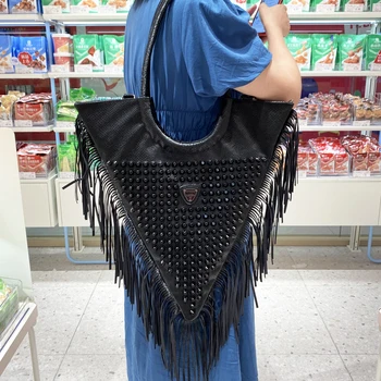 Prabangos Dizaineris Garsaus prekės ženklo piniginės ir rankinės, Trikampio formos, Moterų maišas kutas Kelionės Pečių maišą kniedės nešti Shopper bags