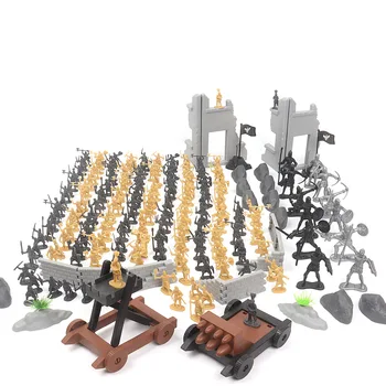 250 Vienetų modelių Kūrimo Rinkiniai Senovės Karo Kareivis Modelių, Viduramžių Pilies Griuvėsiai Apgulties Transporto priemonės Žaislas Berniukas