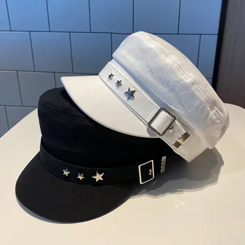 Moterų Beretė Black Star Skrybėlę Pavasario ir Rudens, Žiemos Britų Retro Mados Naujų Jūros Karinis Stilius korėjos Kepurės motina skrybėlės
