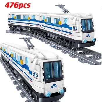 476pcs MIESTAS SS techninio geležinkelių Transportas bėgių kelio Traukinio Blokai Metro Geležinkelių Modelis Plytų Vaikams Žaislai Berniukams
