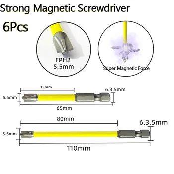65mm 110mm Magnetinio Specialios Juostinėmis Kryžminis Atsuktuvas Bitų Elektrikas FPH2 Už Lizdas, Jungiklis, Rankiniai Įrankiai
