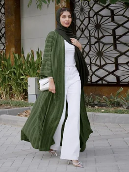 Musulmonų Kailis Atidaryti Abaja Dubajus Turkija Tunika arabų Suknelė, Hijab Mezgimo Outwear Abayas Moterų Dubajus Islamas Kaftan Kimono Megztinis