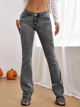 2023 naujas mados pavasario užsiliepsnojo kelnės mažas kankina užtrauktukas jeans moteriškos kelnės