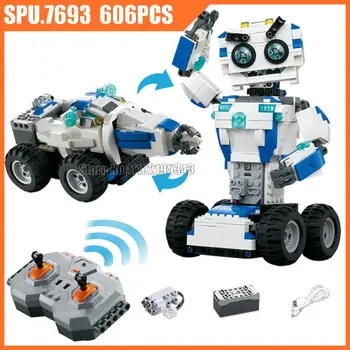 606pcs 2in1 Technikos Nuotolinio Valdymo pultas Rc Transformacija, Deformacija Robotas kiaurymių gręžimo Gręžimo Automobilio Usb Elektrinės Blokų Žaislas