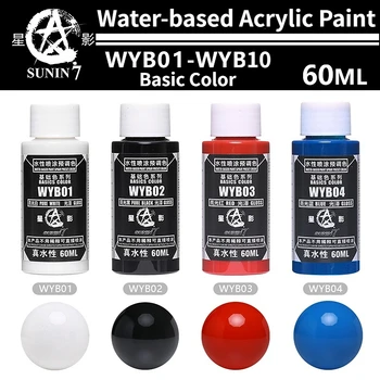 SUNIN 7 WYB01-WYB10 60ml Vandens pagrindo Akriliniai Dažai Pagrindinių Spalvų Plastiko Modelio Dažymo Purškimo Pigmento Modelis Priemonė, Hobis, DIY