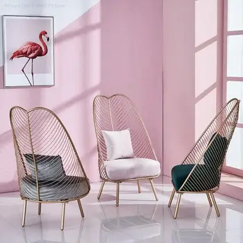 Šiaurės Stiliaus Aukso Metalo Geležies Audinio Kėdė Laisvalaikio Tingus, Gyvenamasis Kambarys Sofos, Kėdės Rožinė Kėdė Kavos Kėdės, Modernaus Dekoro Baldai