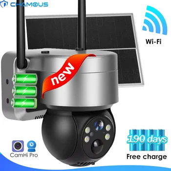 Belaidžio Saulės Wi-fi IP Kamera CamHi 4G Sim Lauko Apsaugos Kamera, 1080P Vaizdo Stebėjimo Baterijos, Saulės Skydelis VAIZDO Dome PTZ