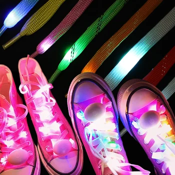 1Pair LED Šviečiantys batų raišteliai Šviesos Nailono Diržas Naktį Veikia Mirksi Vaikų batų raišteliai su Baterijomis Švyti Batų Sekas