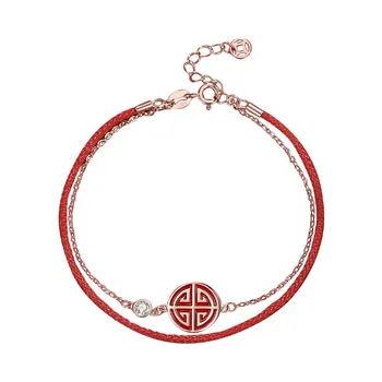 Hi-žodis dvigubo sluoksnio apyrankę, nacionalinės banga, retro raudona virvė apyrankę, Kinų stiliaus apyrankę.