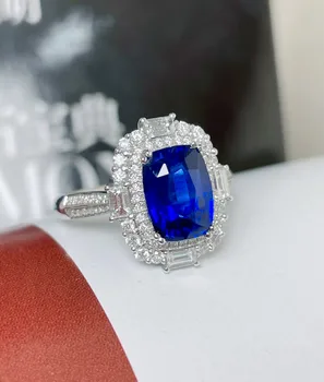 LR712 Mėlynas Safyras Žiedas 2.56 ct Nekilnojamojo Grynas 18 K Gamtinių Unheat Mėlynas Safyras Brangakmenio Deimantų Akmens Moterų Žiedas