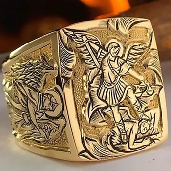 Mados Išraižytas Rankų darbo Angelas Velnio Piršto Žiedą, Vyrai graikų Mitologijoje Riteris Tamplierius Žiedai Moterims Boho Gotikos Papuošalai