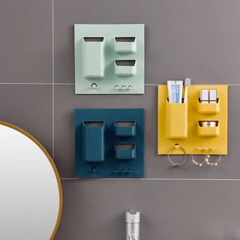 Universalus No-punch Sienos Montuojamas Vonios kambarys stalčiuko dantų Pasta dantų šepetėlį Turėtojas, Kosmetikos, tualetinių reikmenų Laikymo Vonios kambarys Organizatorius