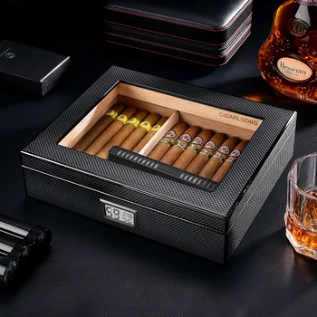 Ispanijos Raudonojo Kedro Mediena, Cigarų Humidoras Su Drėgmėmačiu Drėkintuvas Didelis Skaidrus Liukas Cigarų Humidoras Nešiojamų Kelionių Cigarų Atveju