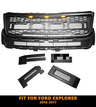 Geros Kokybės ABS Priekiniai Artimųjų Grotelės Lenktynių Groteles Su LED Žibintai Tinka Ford Explorer 2016-2017