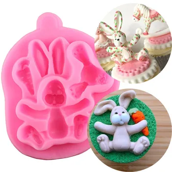 3D Triušis Easter Bunny Silikono Formos Keksiukų Sausainių Kepimo Saldainiai, Šokolado Liejimo formos Tortas Pelėsių Apdailos Priedai silikono formų
