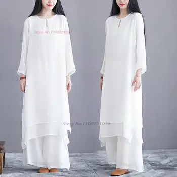 2023 kinijos derliaus hanfu viršūnes+kelnės nustatyti moterų nacionalinės zen elegantiškas kostiumas liaudies kostiumas tradicinių retro arbatos paslaugų hanfu rinkinys