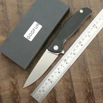 GODFUR H95 sulankstomas peilis D2 ašmenys G10 rankena lauko kempingas medžioklės išgyvenimo įrankis kišenėje peilis virtuvėje praktinių vaisių peiliai