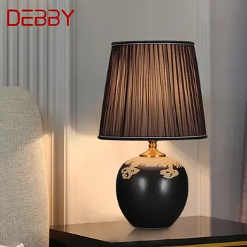 DEBBY Keramikos Stalo Lempos, LED Šiuolaikinės Kūrybos Juodos Tamsos Stalas Šviesos Namuose Gyvenančių Miegamojo Lovos Dekoras