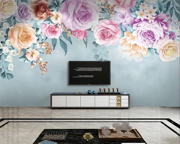 beibehang papel de parede Užsakymą retro ranka-dažytos didelis gėlių Amerikos kambarį, TV foną, vandeniui šilkiniai tapetai