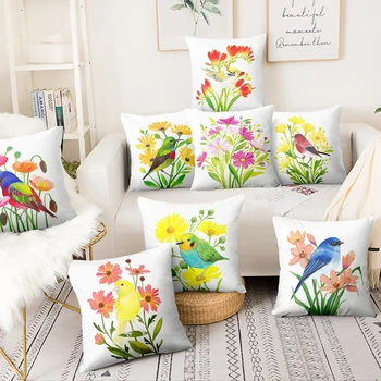 Dažytos gėlių ir paukščių drugelis spausdinti užvalkalas sofa kambarį namuose pagalvę apdaila