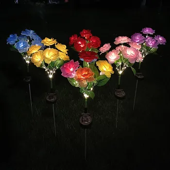 7 Galvos Saulės Modeliavimas Rožių Gėlių, Šviesos, atsparus Vandeniui IP65 Lempos Sodo Kieme Veją Kelias Vestuves Kalėdinė Dekoracija